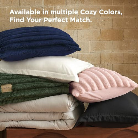 Bedsure Gentlesoft™ 2-in-1 King Size Comforter Set and Detachable Fluffy Blanket, Navy Blue Bedding Set for All Season Use, SnapTech™ Design for Space Saving (Includes 2 Pillow Shams, 2 Pillowcases) Bedsure