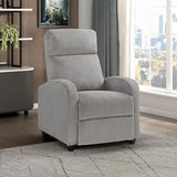 Lexicon Corduroy Pushback Recliner Chair Armchair Push Back Recliner, Solid Wood Frame and Metal Base, Easy Assembly Small Soft Single Sofa Accent Chair for Living Room/Office/Apartment, Light Grey