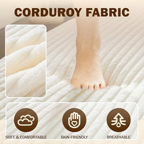 78" Twin Size Convertible Folding Sleeper Sofa Bed, Modern Corduroy Futon Sofa Bed with Pillow, Foam Mattress Loveseat Cloud Couch, No Assembly Floor Couches for Living Room, Playroom, Apartment Beige extrasleep