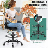 Drafting Chair, Tall Office Chair with 3D Lumbar & Head Support, Ergonomic Mesh Standing Desk Chair with Footring, Comfy Extended High Desk Chair with Flip-Up Arms & Hanger,Black AtHope