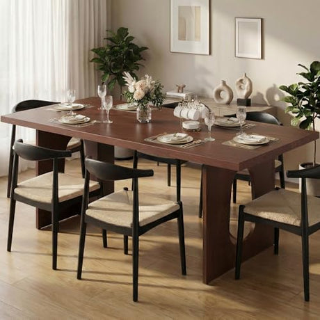 IDEALHOUSE 71" Long Dining Table for 6-10 People - Farmhouse Kitchen Table with Extra Thick Tabletop & Heavy-Duty Metal Legs, Sturdy Rectangular Table for Dining Room, Conference Room, Office, Walnut IDEALHOUSE