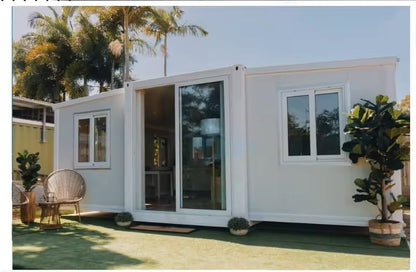 20 FT Tiny House to Live in, Portable Prefab House with 2 Bedroom,1 Fully Equipped Bathroom and Kitchen, Prefabricated Container House for Adult Living, Foldable Mobile Home with Steel Frame (20Ft)