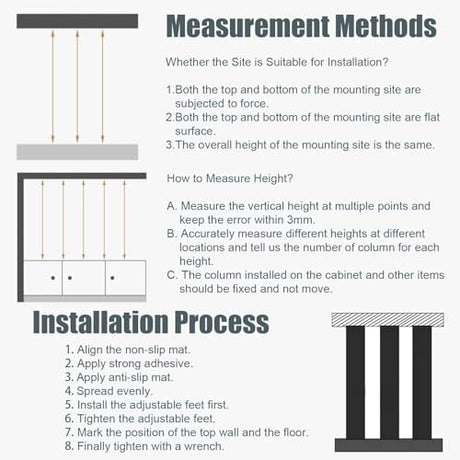 Room Divider Partition Post Metal Slats, Custom Size Floor to Ceiling Privacy Screens Columnar, Corridor/Stairwell Wall Partition Column(Black,70cm/27.5in/2.3ft) Kunovo