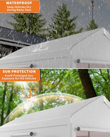 10x20 ft Heavy Duty Carport with Removable Sidewalls, Waterproof Outdoor Garage Tent for Cars/Trucks/Boats, Portable Storage Shelter with Roll-Up Windows & Doors PeakPursuit