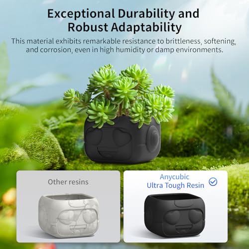 ANYCUBIC Ultra Tough Resin, 3D Printer Resin with Strong Impact Resistance and High Flexibility, Suitable for Direct Use or as an Additive, Wide Compatible for LCD Resin 3D Printers (Black, 1kg) ANYCUBIC
