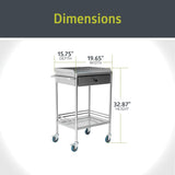 Pearington 2-Tier Rolling Medical and Lab Storage Cart, Large Capacity Portable Cart with Sealed Top and Silent Wheels for Lab, Clinic, Salon, and More, 19.65'' L x 15.72'' W Pearington