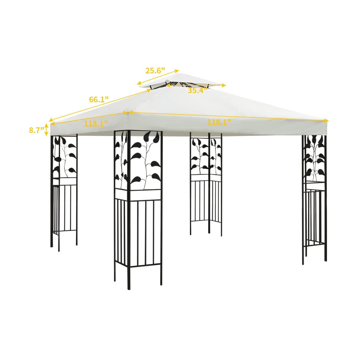 Gazebo Canopy Replacement -10x10 Canopy Replacement top-Gazebos on Clearance Outdoor Canopy Shelter Top Double Tiered Canopy Cover, 10x10 FT (Off White)