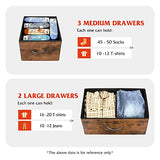 WLIVE TV Stand Dresser for Bedroom with 5 Fabric Drawers, Entertainment Center with Open Shelf and Power Outlet for 45 inch TV, Media Console Table with Storage for Closet, Living Room, Rustic Brown WLIVE