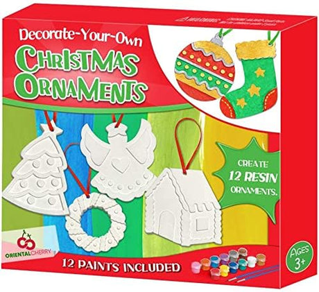 Christmas Crafts for Kids - DIY Christmas Tree Decorations Resin Ornaments Kits (Includes Paints Brushes) - Stocking Stuffers DIY Xmas Ornaments for KidsToddlers Girls Boys Ages 3-5 4-8 8-12 ORIENTAL CHERRY