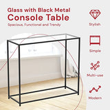 Safdie & Co. - Metal Console Table with Glass, Black Console Tables for Entryway, Use As Doorway Table, Narrow Bar Table, or Accent Furniture for Decorating Foyer, 12 x 28 x 31 Inches Safdie
