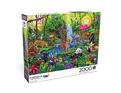 Buffalo Games - Jungle Jumble - 2000 Piece Jigsaw Puzzle for Adults Challenging Puzzle Perfect for Game Nights - 2000 Piece Finished Size is 38.50 x 26.50 - WoodArtSupply