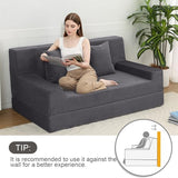 MeMoreCool Folding Futon Couch Queen – Boneless Corduroy Sofa Bed, Convertible Foam Floor Lounger with Pillow & Washable Cover, Foldable Sleeper for Living Room, Bedroom, Guest Space MeMoreCool