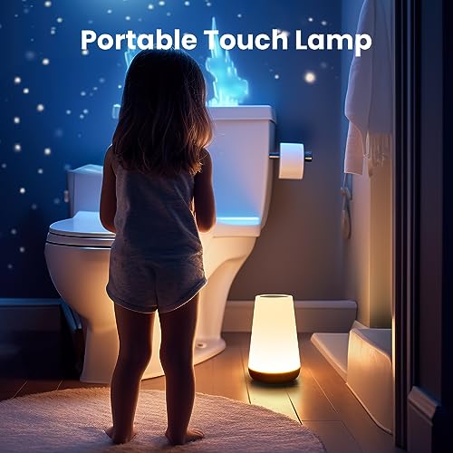 THAUSDAS Night Light, Dimmable Touch Lamp for Bedroom, Portable Table Bedside Lamp, 5 Brightness 13 RGB Colors, Night Lights for Baby Nursery Bathroom THAUSDAS