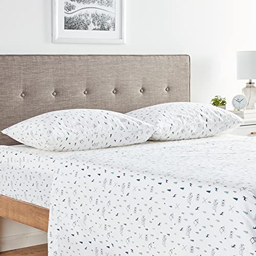 Eddie Bauer - Full Sheets, Cotton Percale Bedding Set, Crisp & Cool Home Decor, Dorm Room Essentials (Campout Dark Blue, Full) Eddie Bauer
