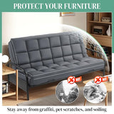 HOMBYS Extra Thick Fitted Futon Mattress Cover Full Size with Anti-Slip Elastic, Plush Down-Alternative Filling for Enhanced Comfort, 100% Polyester Futon Topper, Grey, Cover Only HOMBYS