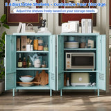 GangMei Metal Storage Cabinet with Adjustable Shelves,Metal Buffet Sideboard with 2 Doors for Kitchen,Home,Office, 42" H x 26" W x 14" D,Assembly Required,Blue GangMei