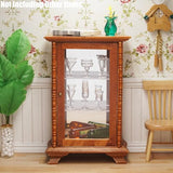 Odoria Dollhouse Display Cabinet Miniature: 1/12 Scale Mirrored Storage for Vintage Living Room - Mini Brown Curio Cabinets - Tiny Wood Furniture Odoria