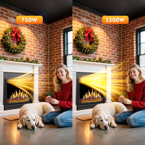 ZAFRO 37" Electric Fireplace Insert with Realistic Flame & Logs, Recessed Fireplace with Auto Color Adjustable Flame, Remote Control, 8H Timer, 750/1500W Heater ZAFRO