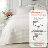 KASENTEX Oversized Queen Quilt Set 102"x106" – Soft Washed 3-Layer Lightweight Bedspread, Minimalist Nordic Design, All-Season Spring & Summer Quilt Set (1 Quilt + 2 Pillow Shams),Cream White KASENTEX
