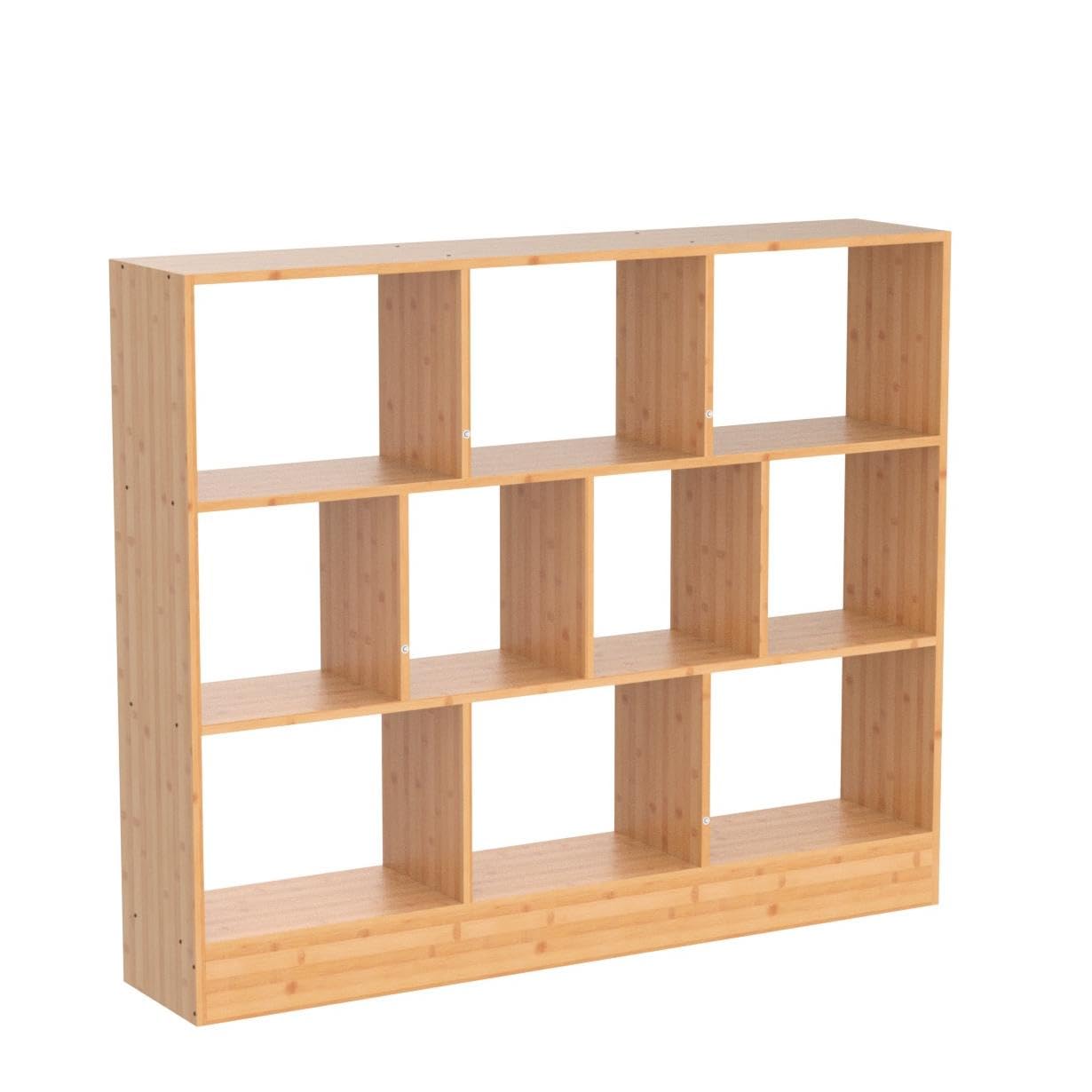 Maydear 47.24” Bamboo 10 Cube Freestanding Bookshelf with 3 Tiers for Organised Storage and Display - WoodArtSupply