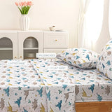 Vinogusto Full Size Bed Sheets for Boys Kids - 4-Piece Jurassic Dinosaur Bedding Set, Breathable Light Grey Dino 3D Fitted Sheets with 14" Deep Pocket, Ultra-Soft Lightweight Bedroom Essentials Vinogusto