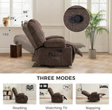 HAOMARKETS Manual Recliners with Massage and Heat for Adults, Classic Breathable Fabric Recliner Chair with 2 Cup Holders & Side Pockets, Overstuffed Heavy Duty Reclining Sofa for Living Room,Brown