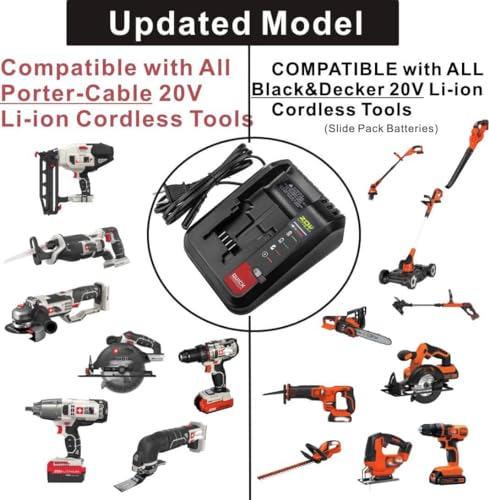 20V Lithium Battery Fast Charger Compatible with Black and Decker LBXR20 LBXR2020 LB2X4020 and Porter Cable 20V Lithium Battery PCC685L PCC680L PCC681L - WoodArtSupply