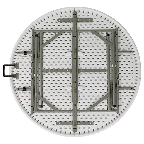 Flash Furniture Freeman 4' Round Plastic Folding Event Table with Carrying Handle, Bi-Fold Portable Banquet Table for Indoor/Outdoor Events, White Flash Furniture