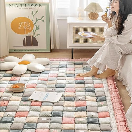 Cotton Cover Futon Mattress for Back Pain,Japanese Traditional Shikibuton Bed Tatami Sleeping Pad,Foldable Roll Up Tatami Mattress Pad,Traditional Japanese Roll Up Bed,27.56x70.87in Floor Mattress KnvsS