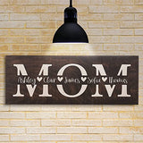 Mothers Day Gifts - Mom Sign Personalized with Kids Names - 4 Wooden Colors, 5 Fonts, 2 Sizes - Custom Rustic Wood Mom Sign GIFTBYGIFTY