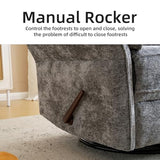 Rhevoy Oversized Glider Rocker Recliner, 26" Extra Wide 360° Swivel Nursery Recliner with Adjustable Headrest, Chenille Rocking Nursery Chair with Overstuffed Armrest, Lumbar Support, Dark Grey