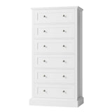 FACBOTALL 6 Drawer Dresser, 56" Tall White Dresser with Mental Double Handles, Chest of Drawers Cabinet for Hallway Living Room FACBOTALL