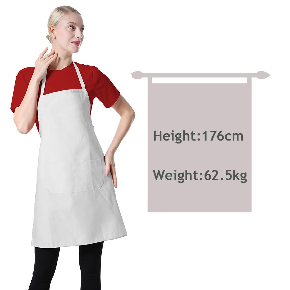 TSD STORY Total 15 PCS Plain Color Bib White Apron for Women Adult with 2 Front Pocket TSD STORY