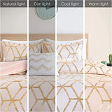 Comfort Spaces Vivian Comforter Set Ultra Soft All Season Lightweight Modern Geometric Glam Metallic Print Bedding, Matching Sham, Decorative Pillow, Full/Queen, Geometric Blush/Gold Comfort Spaces