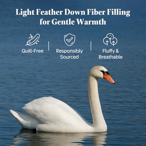 Oaken-Cat Goose Feather Down Fiber Comforter King Size - 100% Organic Cotton Shell All Season Duvet Insert, Medium Warmth Hotel Luxury Bedding Comforter(106x90 Inch, White) Oaken-Cat