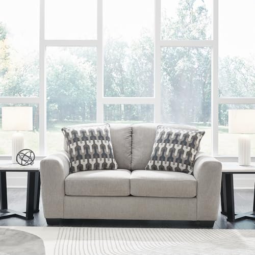 Signature Design by Ashley Avenal Park Casual Loveseat with 2 Toss Pillows, Light Gray Signature Design by Ashley