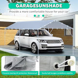 12 x 20 Ft Carport Replacement Canopy Cover Garage Top Tent Shelter Tarp,200G Heavy Duty Car Port Canopy Tent,Grey Waterproof and UV Protected Tarp with 50 Ball Bungees (Frame Not Include) ZAZTLL