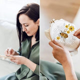ORIGACH 6 Pack Bees & Flowers Embroidery Kits for Beginners, DIY Starter Hand Embroidery Kit with Floral & Bees Patterns and Instructions for Adults Women Crafting