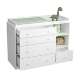 Timechee Changing Table Dresser, Baby Classic Nursery Dresser with 5 Drawers and 2 Shelves, Multi-Functional Baby Changing Table, Diaper Changing Station for Children's Room, White Timechee