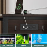 YITAHOME 40-50 Gallon Fish Tank Stand with Power Outlet, 40x18 Inch Metal Aquarium Stand with 3-Tier Adjustable Storage Shelves and Hooks, 700LBS Capacity, Black YITAHOME