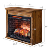 TEVUTEVU 28 inch TV Stand with Electric Fireplace, 1500W Heater & Remote Control, Mobile Entertainment Center with Wheels, 4 Adjustable Flame Settings,Timing Funcion, for Living Room,Dark Oak TEVUTEVU