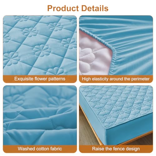 Waterproof Hospital Bed Sheet Mattress Cover Protector Hospital Grade Incontinence Protection, Soft Breathable Fabric for Elderly, Adults Machine Washable (1, Light Blue, 36 * 80inch) VOPHIA