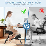 Ergonomic Kneeling Chair with Backrest & Lumbar Support, Adjustable Height Desk Chair with Wheels & Thick Cushion, Ideal for Office & Work from Home, Support Upright Sitting & Relieve Back Pain Generic