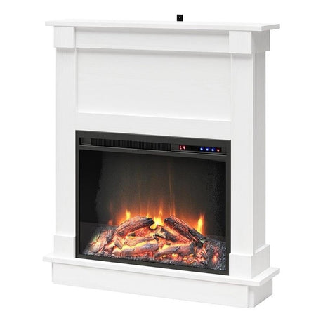 Ameriwood Home Ellsworth Fireplace with Mantel, White - Cozy Electric Heater for Home & Kitchen, 400 sq. ft. Heating, Remote Control, Neutral Finish Ameriwood Home