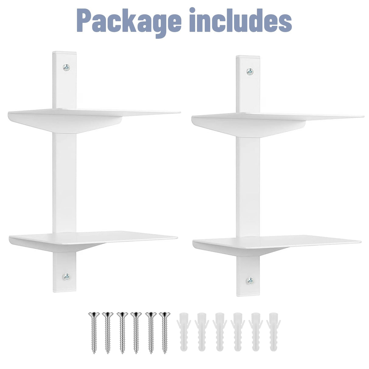 Atsgke Vertical Book Shelf Wall Mount 2 Pack - 4 Tier Invisible Spine Organizer, Heavy-Duty Metal Floating Shelves for Space Saving Modern Home Office Decor, White Atsgke