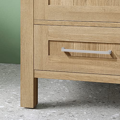 OVE Decors Kansas 24" Single Sink Bathroom Vanity Set with Countertop, Fully-Assembled | Ceramic Sink and Backsplash Included | 02 Doors, 01 Drawer, 24 inches, White Oak OVE Decors