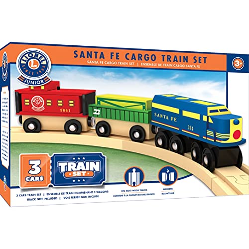 MasterPieces Wood Train Sets - Lionel Santa Fe Cargo 3 Piece Train Set - Officially Licensed Toddler & Kids Toy Masterpieces