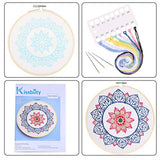KISSBUTY Full Range of Embroidery Starter Kit with Pattern, Cross Stitch Kit Including Embroidery Fabricwith Floral Pattern, Bamboo Embroidery Hoop, Color Threads and Tools Kit (Blue Mandala)