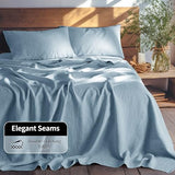 LBRO2M 100% Linen Sheet Set Twin XL Size,Bed Sheets 3 Piece Sets,Solid Color Natural Flax Bed Sheets Soft Breathable Bedding,16" Deep Pocket,All Season (Twin XL, Dusty Blue) LBRO2M