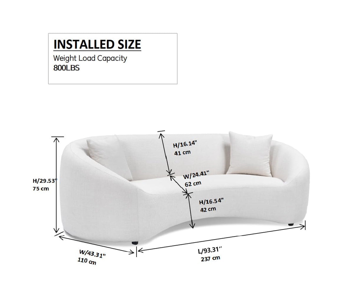 SSC SATISUNCASA 93” Modern Minimalist Curved Sofa Couch for Living Room, Unique Design, Chenille Cloud Couch with Soft Comfortable Upholstered for Bedroom, Apartment, Home Office (Gray Chenille) SSC SATISUNCASA